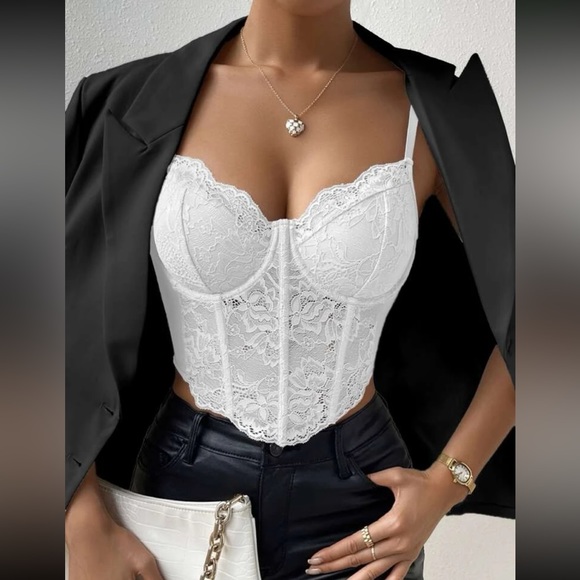 Luxe sexy floral lace bralette corset crop top - Picture 1 of 16